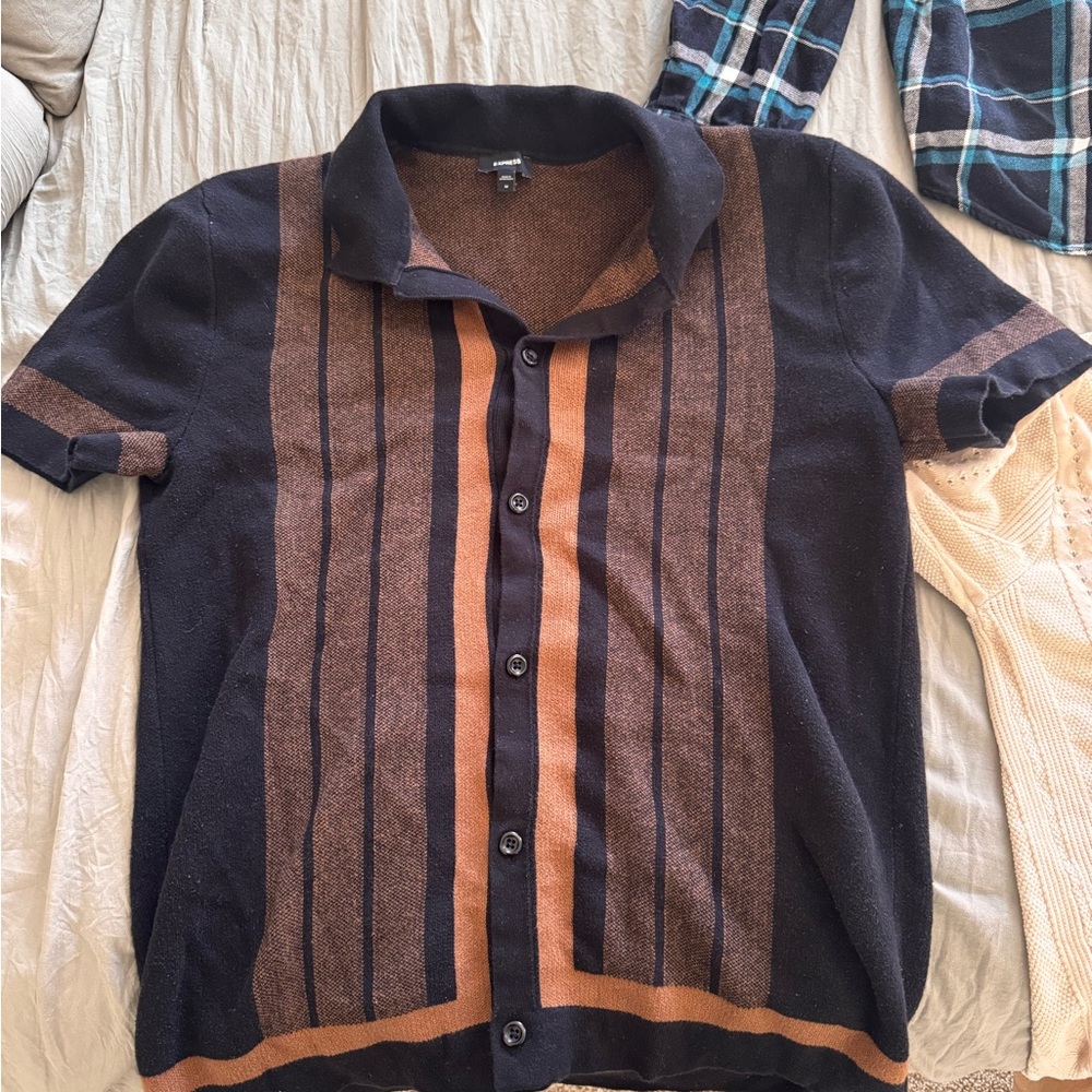 Express Black and Brown Casual Button Down Shirt